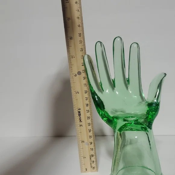 Green Glass Hand Sculpture - Picture 5 of 5
